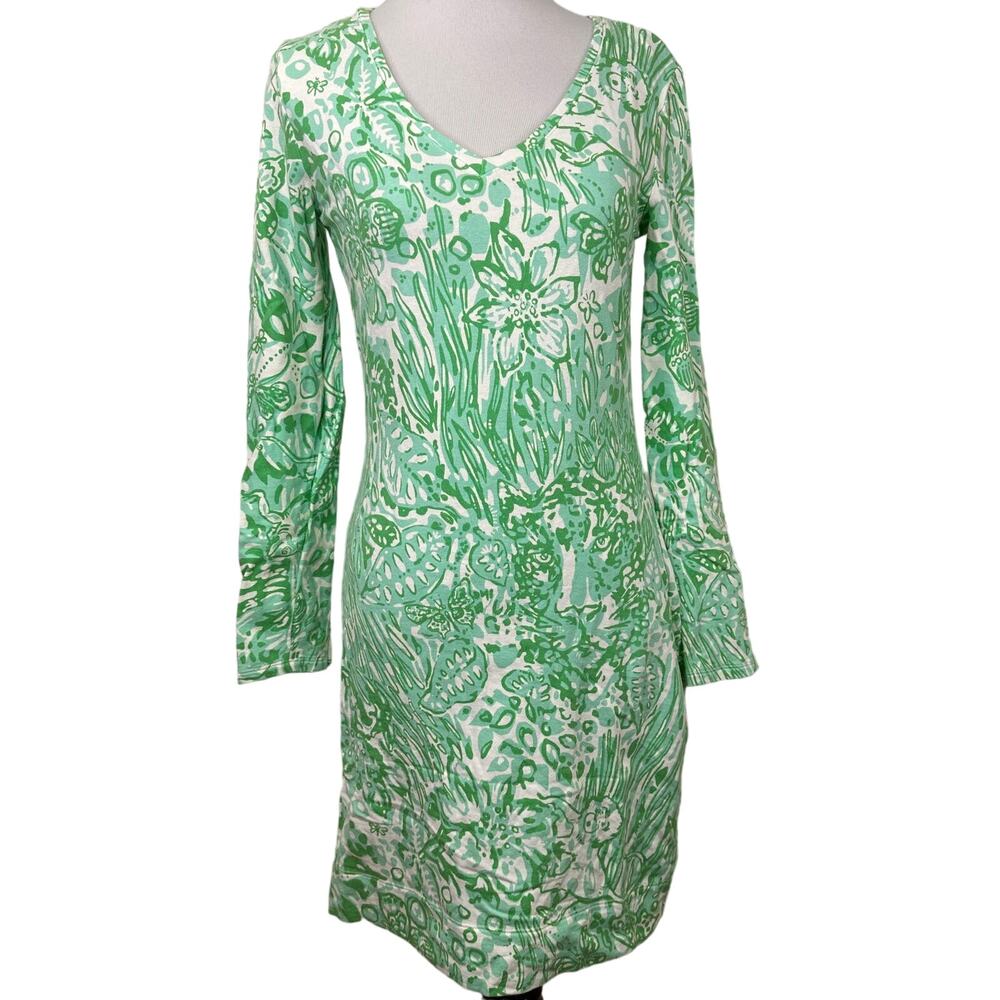 Lilly Pulitzer Clarke V-Neck Long Sleeve Bungle in the Jungle Dress Size XS